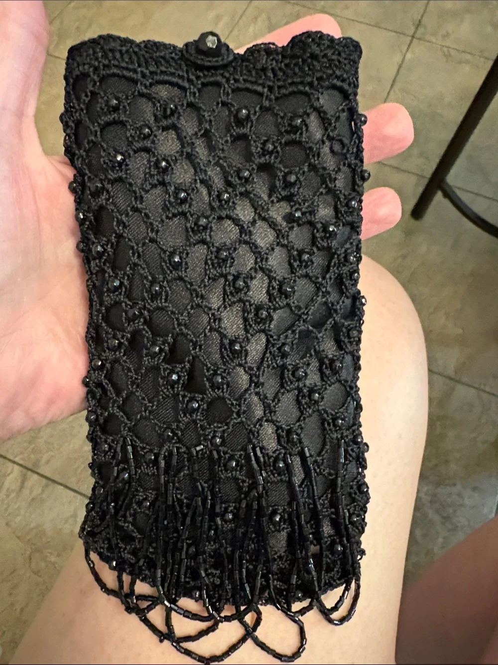 Black Crochet Fringe Crossbody Bag